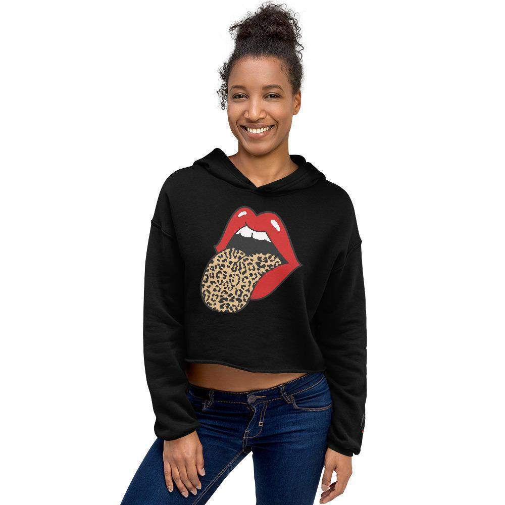 Women's Leopard Lip Crop Hoodie