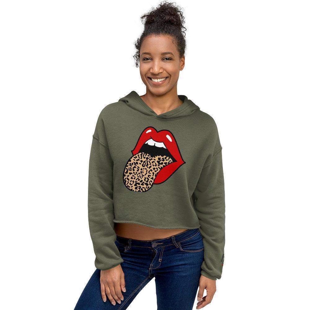 Women's Leopard Lip Crop Hoodie