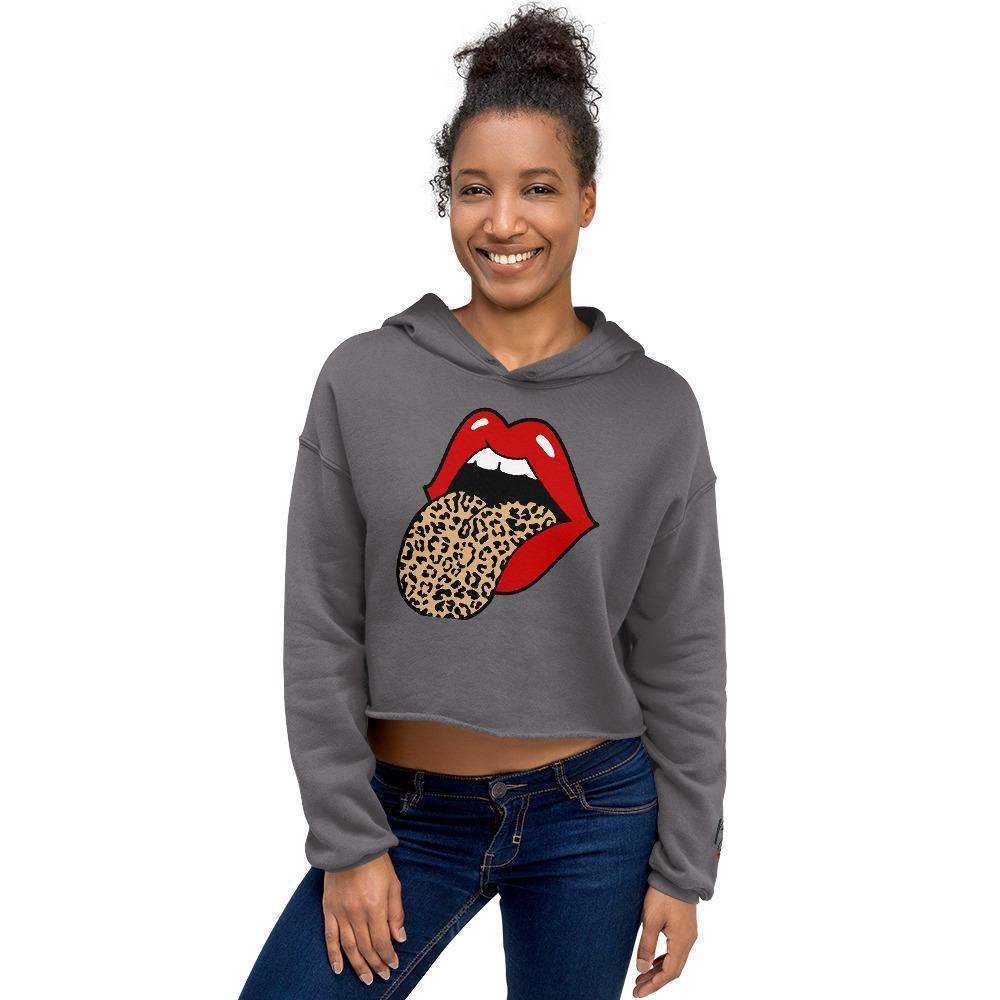 Women's Leopard Lip Crop Hoodie